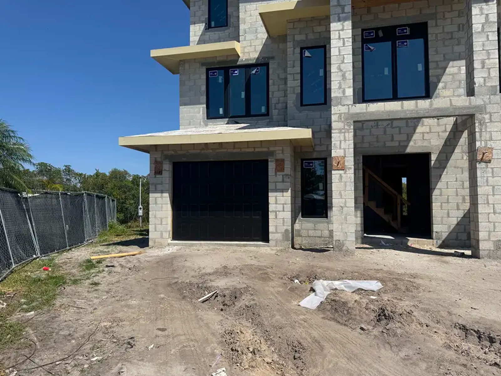 new build construction garage door