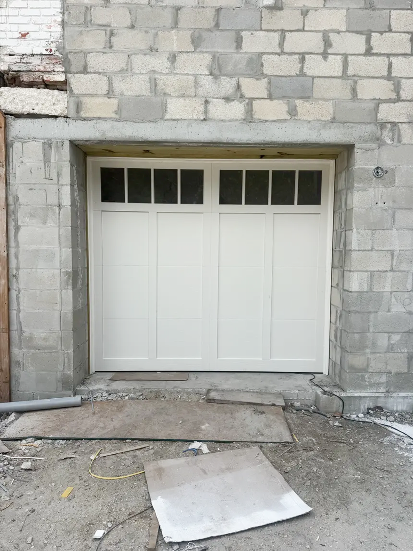 new build construction garage door