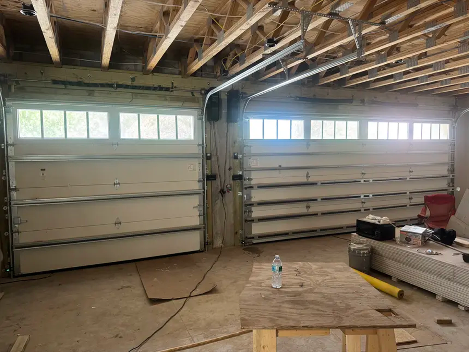 new build construction garage door